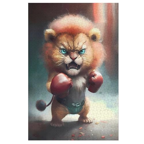 Holzpuzzles 1000 Teile Löwe -Puzzle Für Jungen Und Mädchen, Schwierigkeitsgrad, Lernspiele, Familienspielzeug （78×53cm） von DDGFFDD