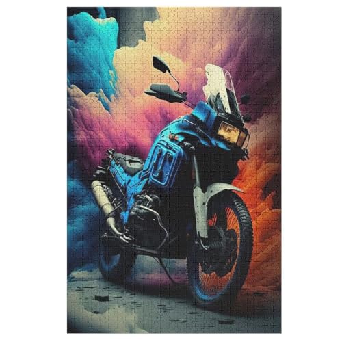 Holzpuzzles 1000 Teile Motorrad -Puzzle Für Jungen Und Mädchen, Schwierigkeitsgrad, Lernspiele, Familienspielzeug （78×53cm） von DDGFFDD