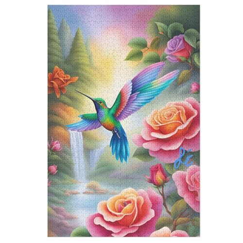 HummingVogel Holzpuzzle 1000 Teile Klassische Puzzles Erwachsene Kinder Puzzle DIY Kit Holzspielzeug Einzigartiges Geschenk （78×53cm） von DDGFFDD