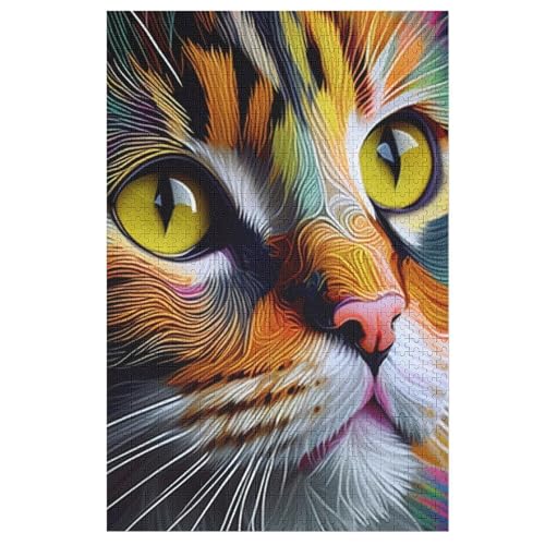Katze Holzpuzzle 1000 Teile Klassische Puzzles Erwachsene Kinder Puzzle DIY Kit Holzspielzeug Einzigartiges Geschenk （78×53cm） von DDGFFDD