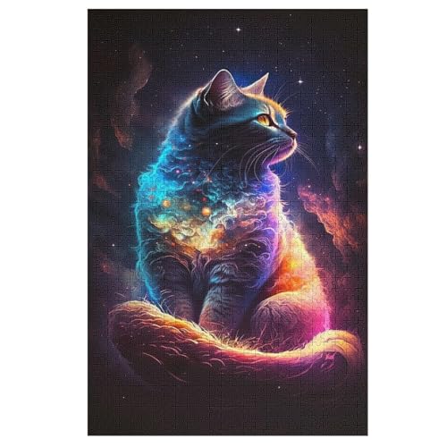 Katze Puzzle 1000 Teile, Holzpuzzle Herausforderndes Geschicklichkeitsspiel Für Die Ganze Familie, Kinder Erwachsenenpuzzle Ab 12 Jahren （78×53cm） von DDGFFDD