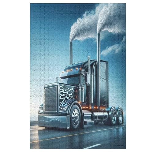 LKW Holzpuzzle 1000 Teile Klassische Puzzles Erwachsene Kinder Puzzle DIY Kit Holzspielzeug Einzigartiges Geschenk （78×53cm） von DDGFFDD