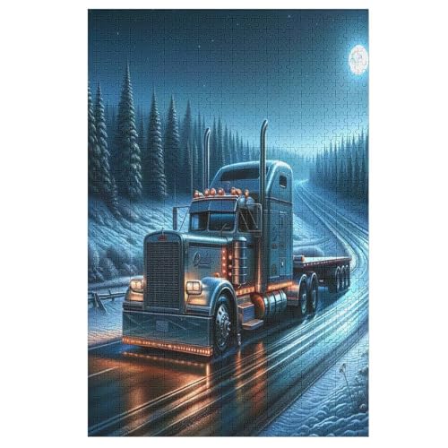 LKW Holzpuzzle 1000 Teile Klassische Puzzles Erwachsene Kinder Puzzle DIY Kit Holzspielzeug Einzigartiges Geschenk （78×53cm） von DDGFFDD