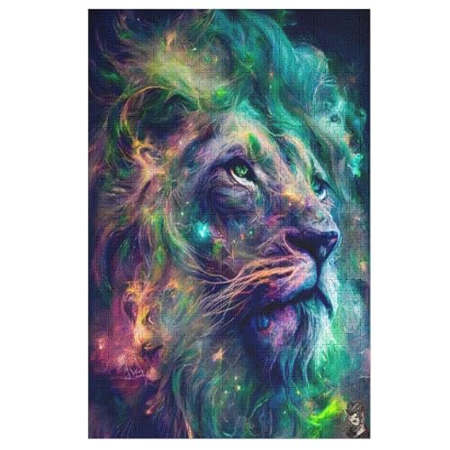 Löwe Holzpuzzle 1000 Teile Klassische Puzzles Erwachsene Kinder Puzzle DIY Kit Holzspielzeug Einzigartiges Geschenk （78×53cm） von DDGFFDD