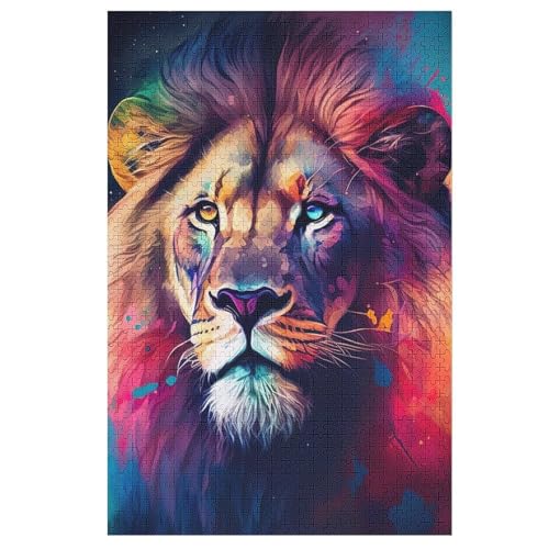 Löwe Holzpuzzle 1000 Teile Klassische Puzzles Erwachsene Kinder Puzzle DIY Kit Holzspielzeug Einzigartiges Geschenk （78×53cm） von DDGFFDD