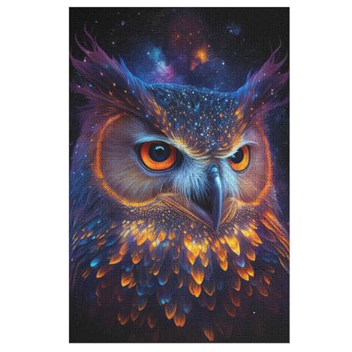 Nebeleule Holzpuzzle 1000 Teile Klassische Puzzles Erwachsene Kinder Puzzle DIY Kit Holzspielzeug Einzigartiges Geschenk （78×53cm） von DDGFFDD