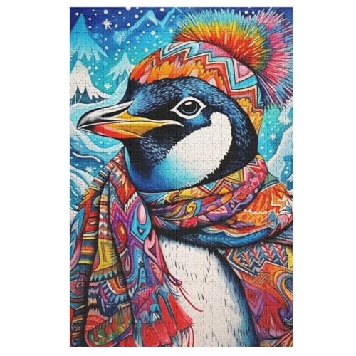 Pinguin Holzpuzzle 1000 Teile Klassische Puzzles Erwachsene Kinder Puzzle DIY Kit Holzspielzeug Einzigartiges Geschenk （78×53cm） von DDGFFDD