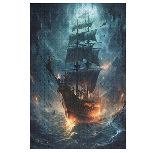 Piratenschiff 1000 Teile Premium-Puzzles Für Erwachsene Kinder- Holzpuzzles Spaß Und Lernspiele - Perfekte Puzzle-Geschenke （78×53cm） von DDGFFDD