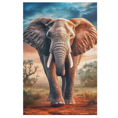 Puzzle Elefant, 1000 Puzzleteile Für Kinder, Holzpuzzles, Geeignet Für Erwachsene Lernspiel, （78×53cm） von DDGFFDD