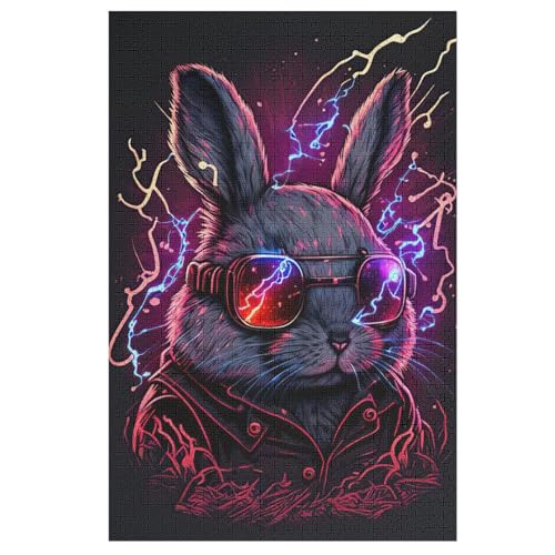 Puzzle Kaninchen, 1000 Puzzleteile Für Kinder, Holzpuzzles, Geeignet Für Erwachsene Lernspiel, （78×53cm） von DDGFFDD