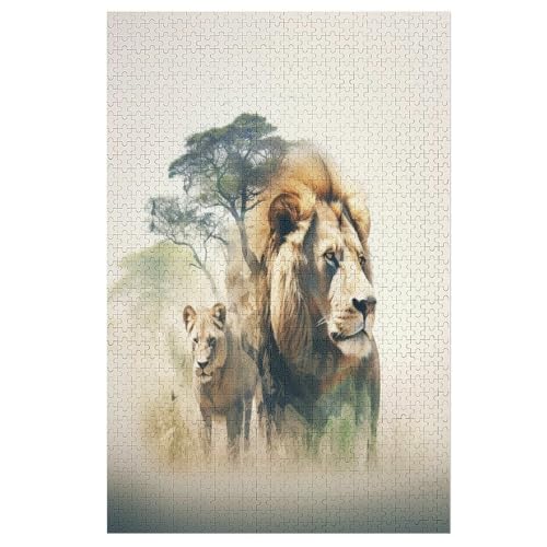 Puzzle Löwe, 1000 Puzzleteile Für Kinder, Holzpuzzles, Geeignet Für Erwachsene Lernspiel, 1000 PCS von DDGFFDD