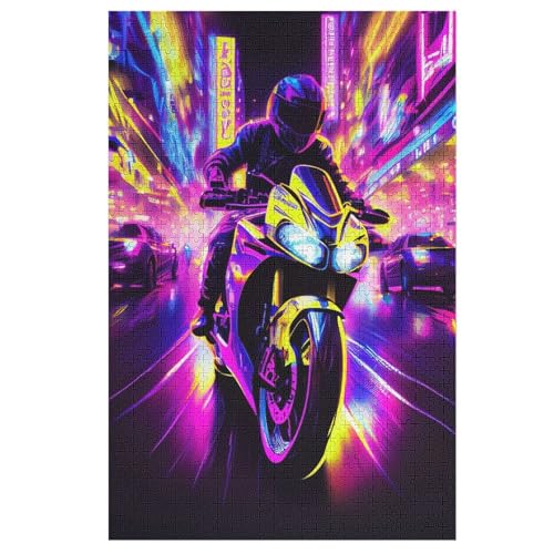 Puzzle Motorrad, 1000 Puzzleteile Für Kinder, Holzpuzzles, Geeignet Für Erwachsene Lernspiel, 1000 PCS von DDGFFDD