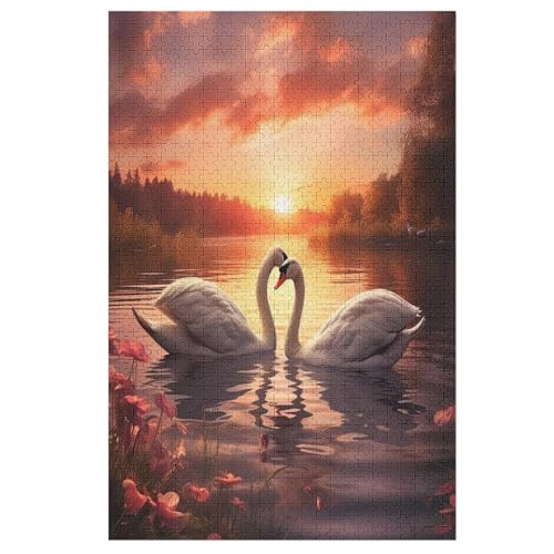 Puzzle Schwan, 1000 Puzzleteile Für Kinder, Holzpuzzles, Geeignet Für Erwachsene Lernspiel, 1000 PCS von DDGFFDD