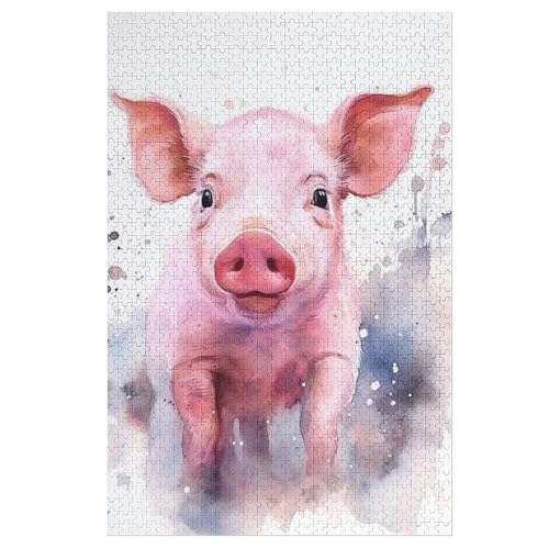 Puzzle Schwein, 1000 Puzzleteile Für Kinder, Holzpuzzles, Geeignet Für Erwachsene Lernspiel, （78×53cm） von DDGFFDD