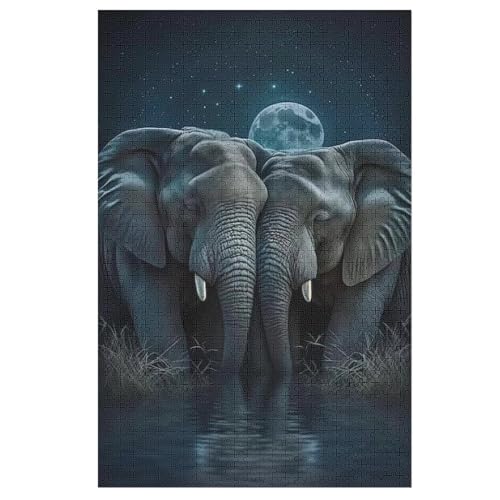Puzzles Für Erwachsene Elefant,1000-teilige Puzzle Für Kinder Ab 12 Jahren, Holzpuzzles Für Die Heimdekoration, （78×53cm） von DDGFFDD