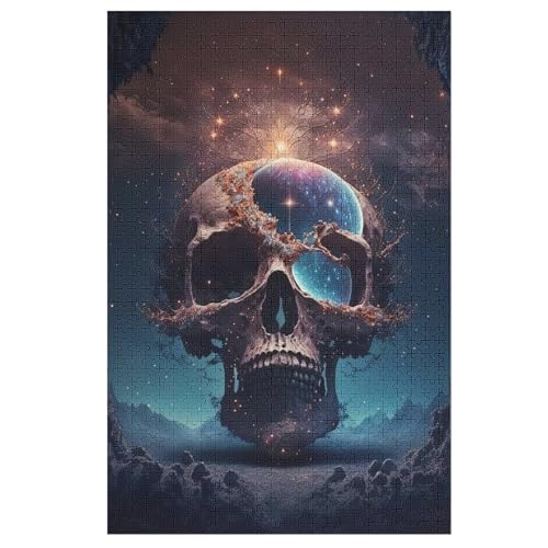 Puzzles Für Erwachsene Totenkopf,1000-teilige Puzzle Für Kinder Ab 12 Jahren, Holzpuzzles Für Die Heimdekoration, （78×53cm） von DDGFFDD