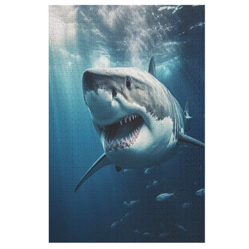 Puzzles Hai, 1000 Teile, Puzzle Aus Holz Für Erwachsene Und Kinder Ab 12 Jahren, Lernspielzeug （78×53cm） von DDGFFDD