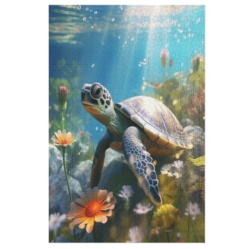 Sea Schildkrötes-Puzzle Für Erwachsene, 1000 Teile, Holzpuzzle, Kinderpuzzle, Dekompressionsspiel, Spielzeugpuzzle （78×53cm） von DDGFFDD