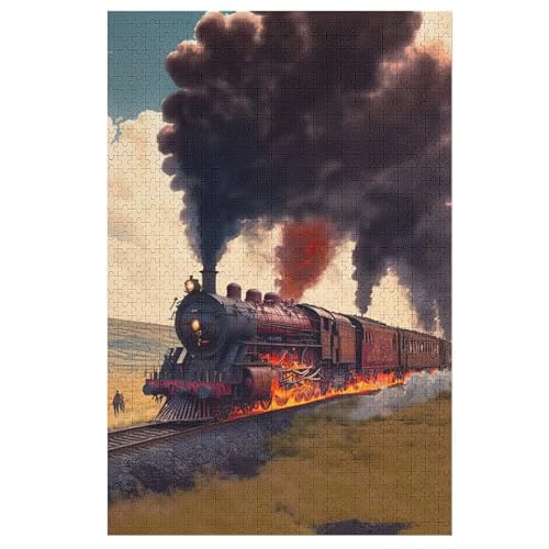 Steam Train Puzzle 1000 Teile, Holzpuzzle Herausforderndes Geschicklichkeitsspiel Für Die Ganze Familie, Kinder Erwachsenenpuzzle Ab 12 Jahren （78×53cm） von DDGFFDD