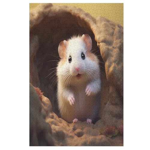 Süßer Hamster Holzpuzzle 1000 Teile Klassische Puzzles Erwachsene Kinder Puzzle DIY Kit Holzspielzeug Einzigartiges Geschenk 1000 PCS von DDGFFDD