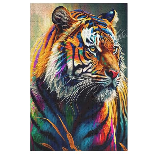 Tiger Holzpuzzle 1000 Teile Klassische Puzzles Erwachsene Kinder Puzzle DIY Kit Holzspielzeug Einzigartiges Geschenk （78×53cm） von DDGFFDD