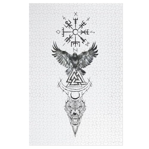 Wikinger Myth Holzpuzzle 1000 Teile Klassische Puzzles Erwachsene Kinder Puzzle DIY Kit Holzspielzeug Einzigartiges Geschenk （78×53cm） von DDGFFDD