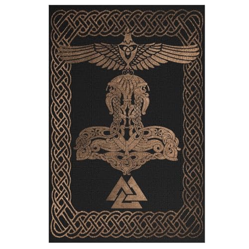 Wikinger Myth Holzpuzzle 1000 Teile Klassische Puzzles Erwachsene Kinder Puzzle DIY Kit Holzspielzeug Einzigartiges Geschenk （78×53cm） von DDGFFDD