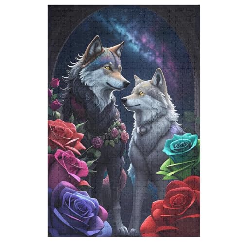 Wolf Holzpuzzle 1000 Teile Klassische Puzzles Erwachsene Kinder Puzzle DIY Kit Holzspielzeug Einzigartiges Geschenk （78×53cm） von DDGFFDD