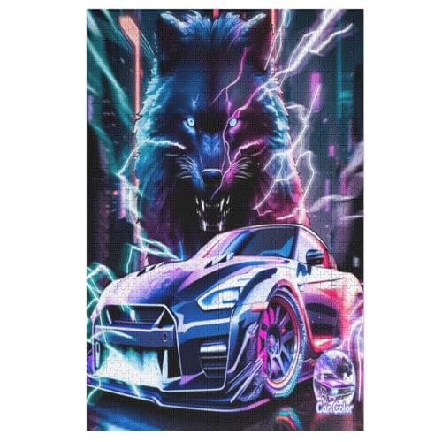 Wolf Holzpuzzle 1000 Teile Klassische Puzzles Erwachsene Kinder Puzzle DIY Kit Holzspielzeug Einzigartiges Geschenk （78×53cm） von DDGFFDD