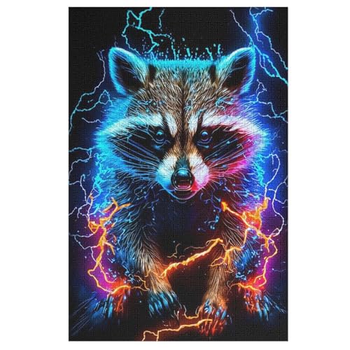 1000-teiliges Puzzle Für Erwachsene, Waschbär Holzpuzzle, Gehirn-Herausforderung,Puzzles Spielzeugspiel （78×53cm） von DDGHHKK
