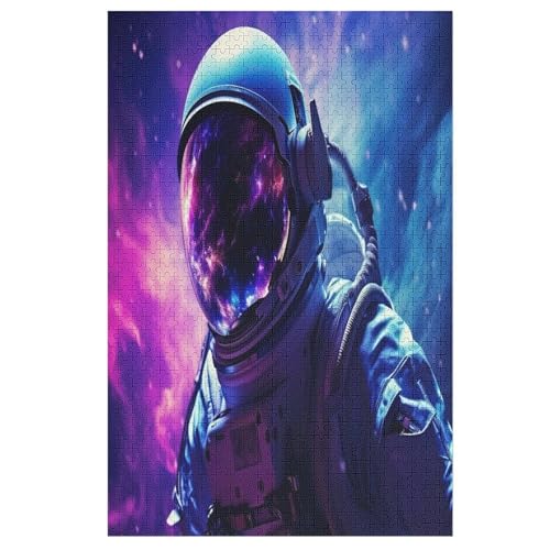 Astronaut Holzpuzzle 1000 Teile Klassische Puzzles Erwachsene Kinder Puzzle DIY Kit Holzspielzeug Einzigartiges Geschenk （78×53cm） von DDGHHKK