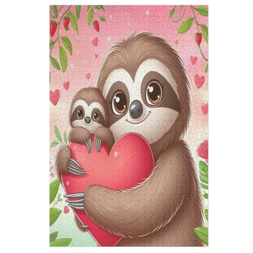 Cute Faultier Holzpuzzle 1000 Teile Klassische Puzzles Erwachsene Kinder Puzzle DIY Kit Holzspielzeug Einzigartiges Geschenk （78×53cm） von DDGHHKK