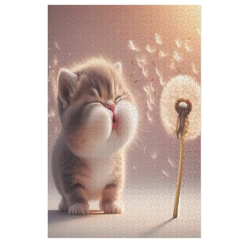 Cute Katze Holzpuzzle 1000 Teile Klassische Puzzles Erwachsene Kinder Puzzle DIY Kit Holzspielzeug Einzigartiges Geschenk （78×53cm） von DDGHHKK