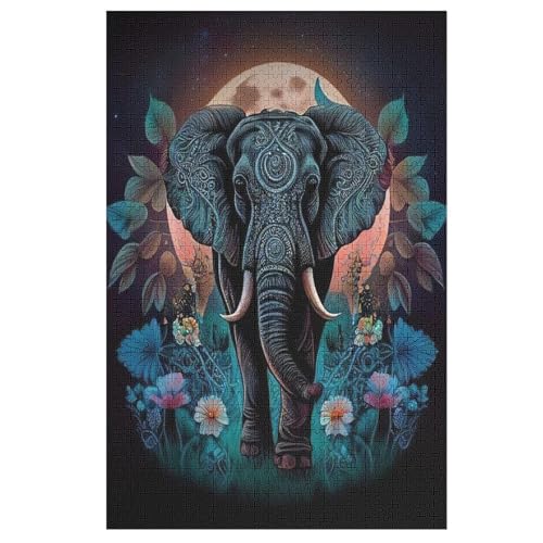 Elefant -Puzzle, 1000 Teile,Holzpuzzle Für Erwachsene Kinder, Lustiges Spielzeug, Denkspiel, Bildungsspiel, （78×53cm） von DDGHHKK