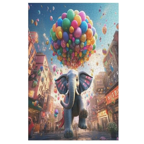 Elefant Puzzle 1000 Teile, Holzpuzzle Herausforderndes Geschicklichkeitsspiel Für Die Ganze Familie, Kinder Erwachsenenpuzzle Ab 12 Jahren （78×53cm） von DDGHHKK