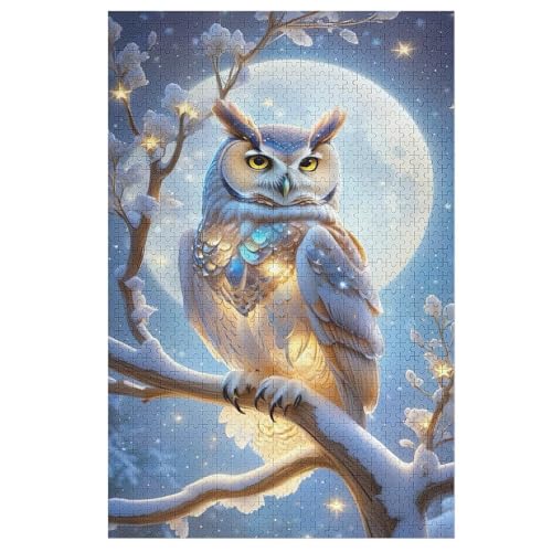 Eule Holzpuzzle 1000 Teile Klassische Puzzles Erwachsene Kinder Puzzle DIY Kit Holzspielzeug Einzigartiges Geschenk 1000 PCS von DDGHHKK