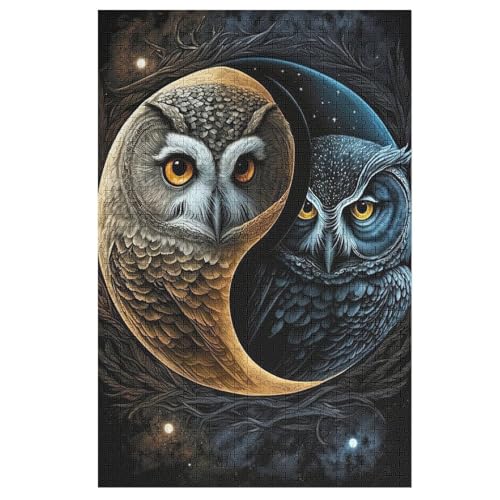 Eule Holzpuzzle 1000 Teile Klassische Puzzles Erwachsene Kinder Puzzle DIY Kit Holzspielzeug Einzigartiges Geschenk 1000 PCS von DDGHHKK