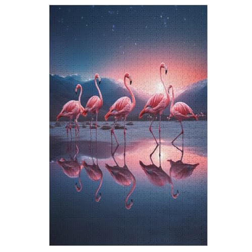 Flamingo Holzpuzzle 1000 Teile Klassische Puzzles Erwachsene Kinder Puzzle DIY Kit Holzspielzeug Einzigartiges Geschenk 1000 PCS von DDGHHKK