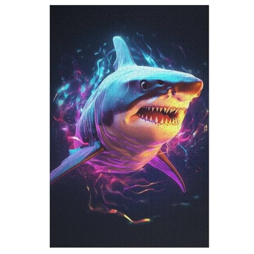 Hai Holzpuzzle 1000 Teile Klassische Puzzles Erwachsene Kinder Puzzle DIY Kit Holzspielzeug Einzigartiges Geschenk （78×53cm） von DDGHHKK