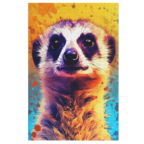 Holzpuzzles 1000 Teile Erdmännchen -Puzzle Für Jungen Und Mädchen, Schwierigkeitsgrad, Lernspiele, Familienspielzeug （78×53cm） von DDGHHKK