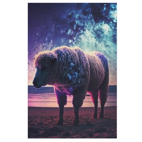 Holzpuzzles 1000 Teile Kuh -Puzzle Für Jungen Und Mädchen, Schwierigkeitsgrad, Lernspiele, Familienspielzeug （78×53cm） von DDGHHKK