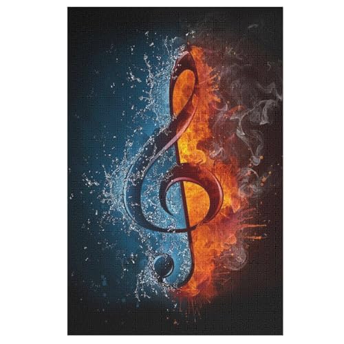 Holzpuzzles 1000 Teile Musiknote -Puzzle Für Jungen Und Mädchen, Schwierigkeitsgrad, Lernspiele, Familienspielzeug （78×53cm） von DDGHHKK