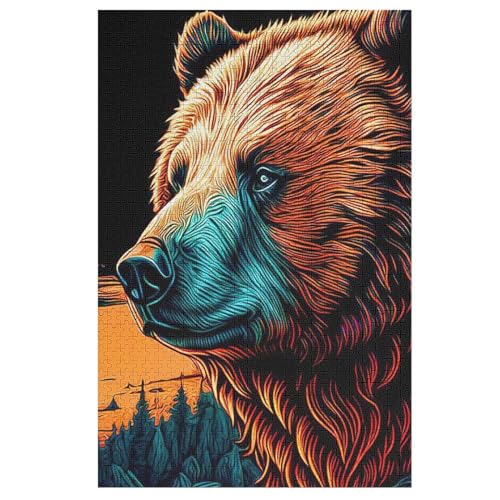 Holzpuzzles 1000 Teile Ours -Puzzle Für Jungen Und Mädchen, Schwierigkeitsgrad, Lernspiele, Familienspielzeug （78×53cm） von DDGHHKK