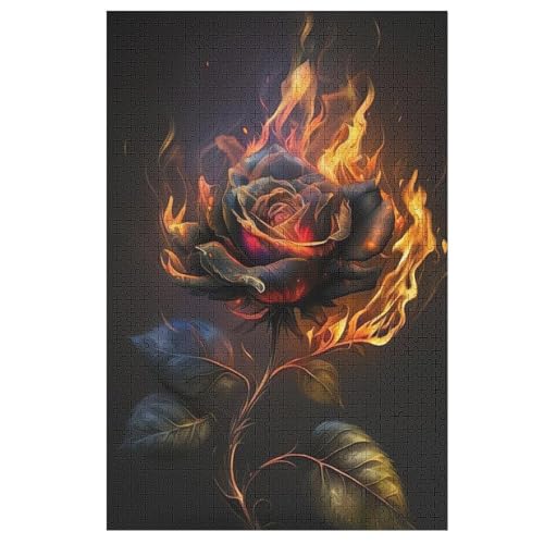 Holzpuzzles 1000 Teile Rose -Puzzle Für Jungen Und Mädchen, Schwierigkeitsgrad, Lernspiele, Familienspielzeug （78×53cm） von DDGHHKK