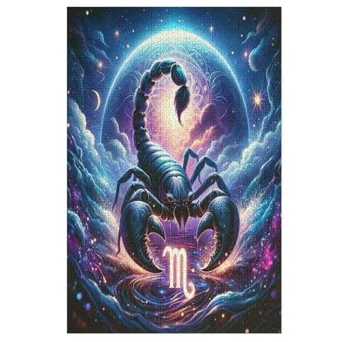 Holzpuzzles 1000 Teile Scorpion -Puzzle Für Jungen Und Mädchen, Schwierigkeitsgrad, Lernspiele, Familienspielzeug （78×53cm） von DDGHHKK