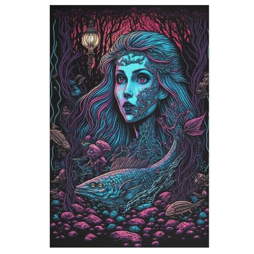 Homme-sirène 1000 Teile Holzpuzzle,einzigartiges Puzzle, Geschenk Für Erwachsene,Familienspiel,Herausforderungsaktivität,（78×53cm） von DDGHHKK