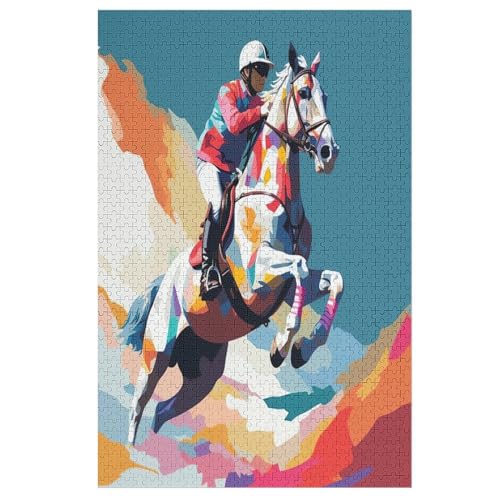 Horse Racing Holzpuzzle 1000 Teile Klassische Puzzles Erwachsene Kinder Puzzle DIY Kit Holzspielzeug Einzigartiges Geschenk （78×53cm） von DDGHHKK