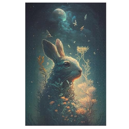 Kaninchen Puzzle 1000 Teile, Holzpuzzle Herausforderndes Geschicklichkeitsspiel Für Die Ganze Familie, Kinder Erwachsenenpuzzle Ab 12 Jahren （78×53cm） von DDGHHKK