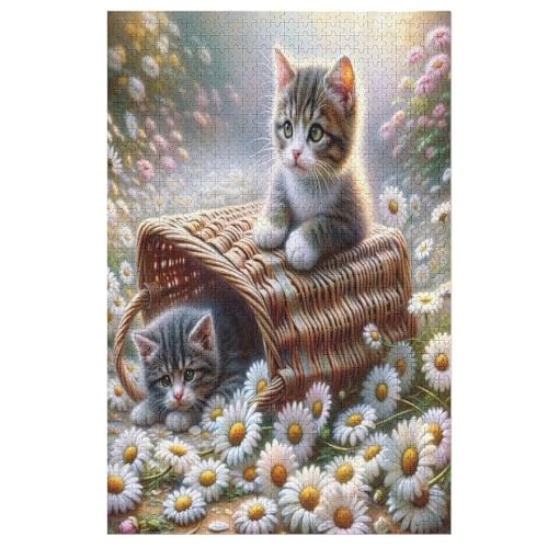Katze Holzpuzzle 1000 Teile,Puzzles Für Erwachsene, Impossible Puzzle, Kinder Legespiel （78×53cm） von DDGHHKK