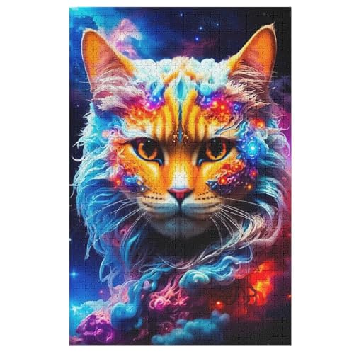 Katze Holzpuzzle 1000 Teile Klassische Puzzles Erwachsene Kinder Puzzle DIY Kit Holzspielzeug Einzigartiges Geschenk （78×53cm） von DDGHHKK